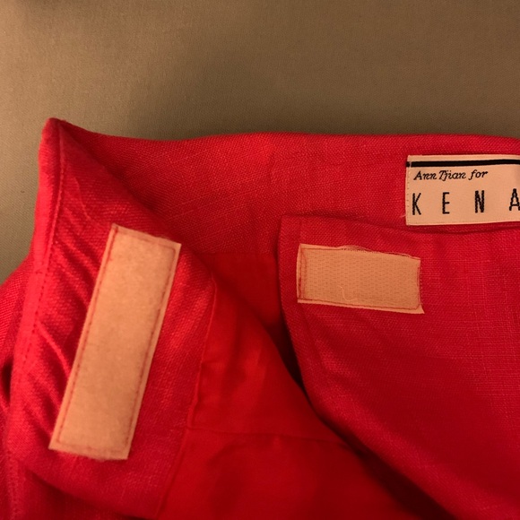 VGUC Vintage 80s Ann Tjian for Kenar Long Red Linen Pencil Skirt - Picture 7 of 8